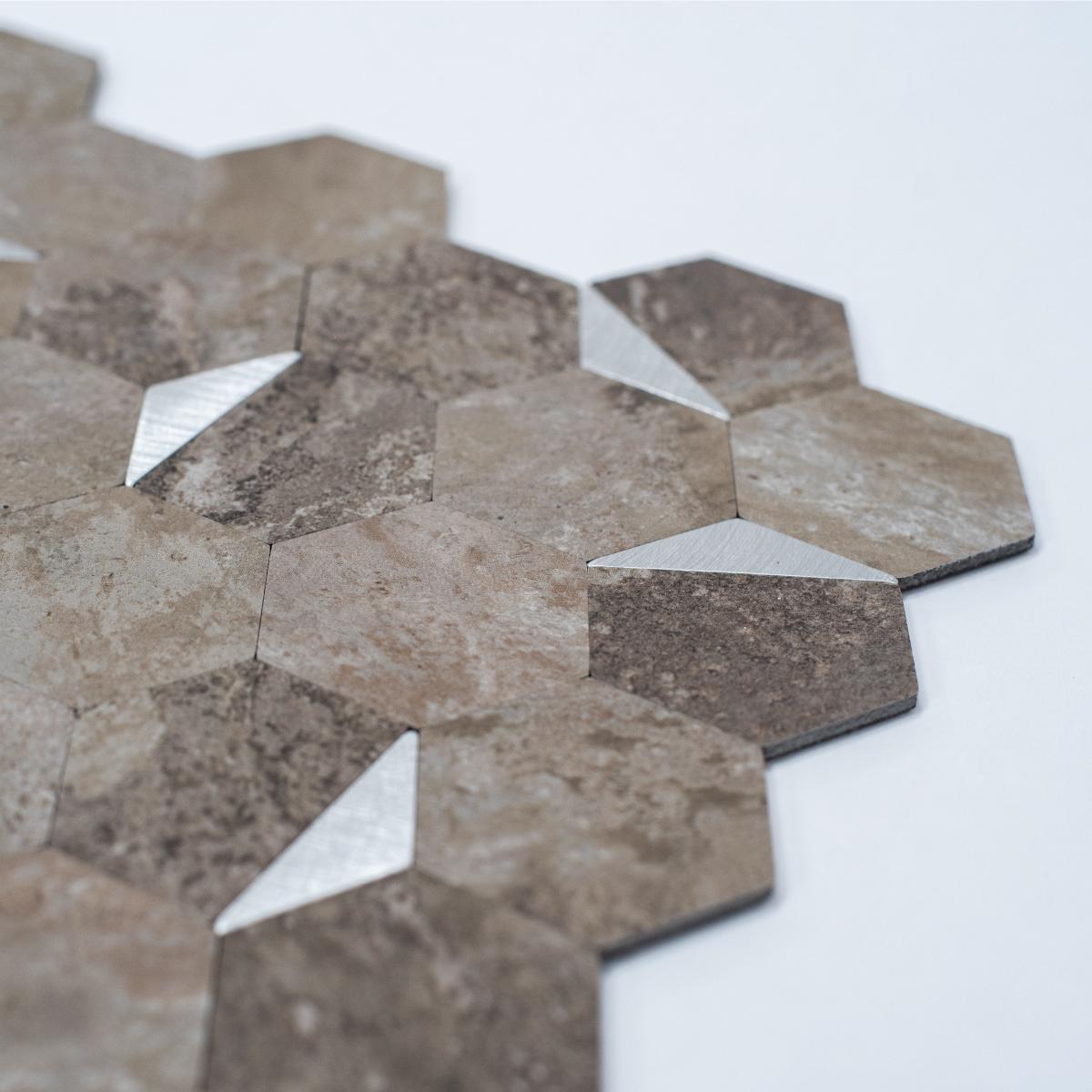 PCV + Aluminium Composite Wall Panel Nordih Warm Stone Hexa 295x295 mm - Image 3