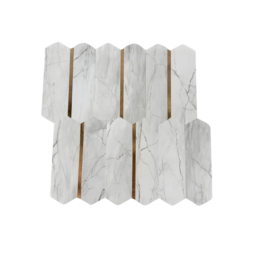 Nordih – Alumiiniumkomposiidist seinapaneel – White Marble Pinstripe 270×270 mm